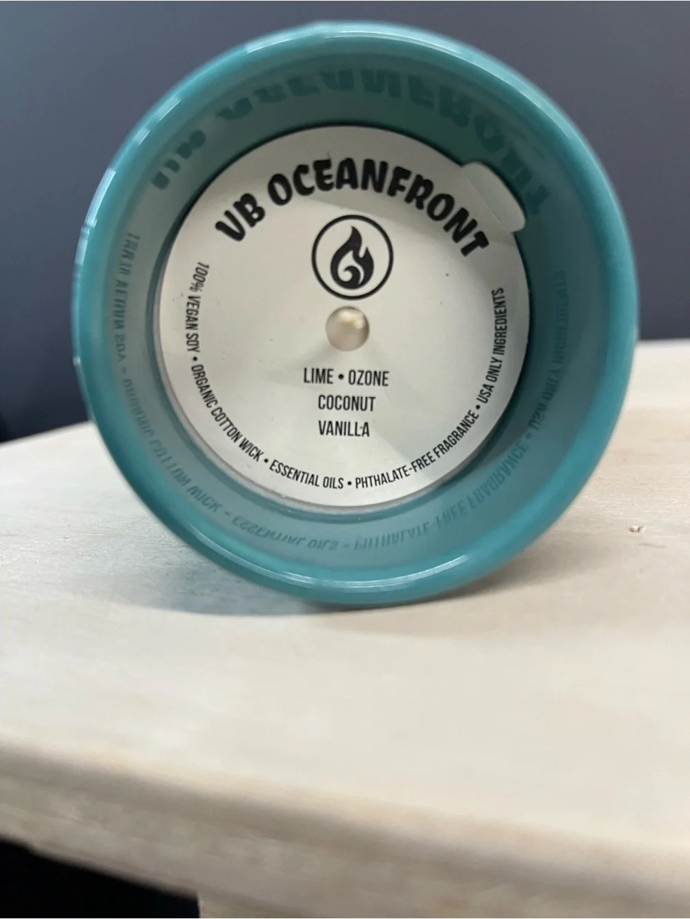 Vegan Soy Candle in Teal Ceramic Vase